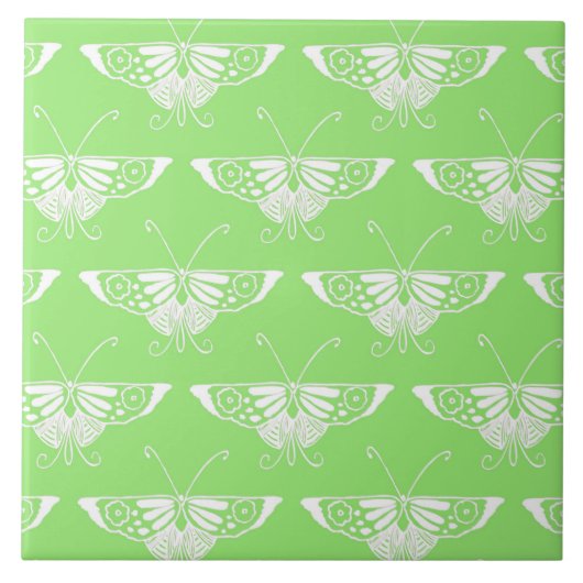Gestileerde Deco vlinder - limoengroen Tegeltje (Voorkant)