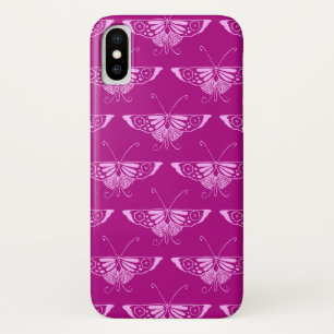 Gestileerde Deco vlinder - magenta en roze iPhone X Hoesje