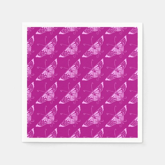 Gestileerde Deco vlinder - magenta en roze Servetten (Voorkant)