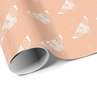Gestileerde Deco vlinder - perzik Cadeaupapier