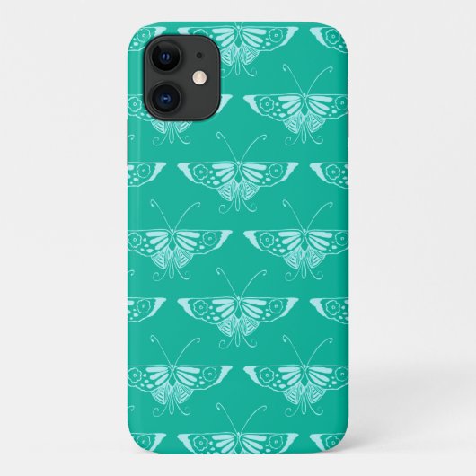 Gestileerde Deco vlinder - turquoise en aqua Case-Mate iPhone Case (Achterkant)