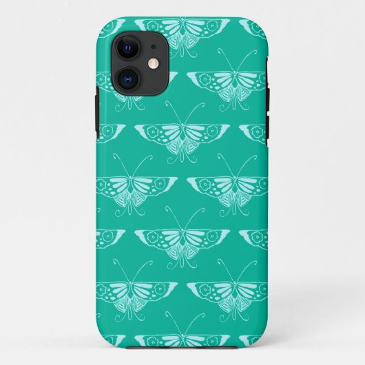 Gestileerde Deco vlinder - turquoise en aqua Case-Mate iPhone Case (Achterkant)