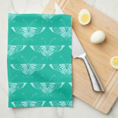 Gestileerde Deco vlinder - turquoise en aqua Theedoek (Quarter Fold)