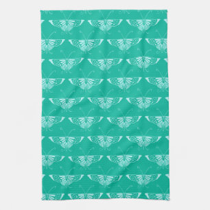 Gestileerde Deco vlinder - turquoise en aqua Theedoek