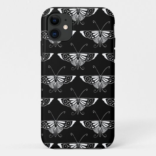 Gestileerde Deco vlinder - zwart en wit Case-Mate iPhone Case (Achterkant)