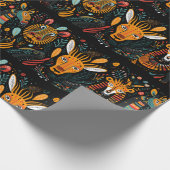 Gestileerde dieren op een zwarte achtergrond cadeaupapier (Hoek)