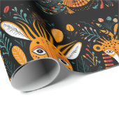 Gestileerde dieren op een zwarte achtergrond cadeaupapier (Rol Hoek)