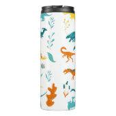 Gestileerde dinosaurussen, bloemenelementen, schat thermosbeker (Achterkant)