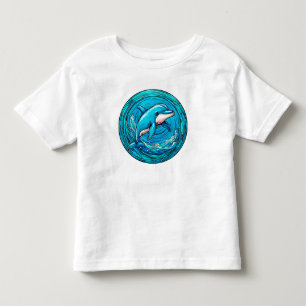 Gestileerde dolfijn zwemt kinder shirts