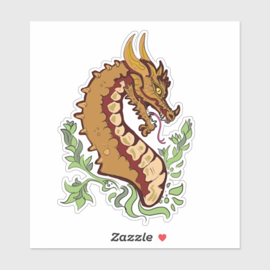 Gestileerde draak buste sticker (Vel)