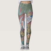 Gestileerde duiven in bloeiende tuin leggings (Voorkant)