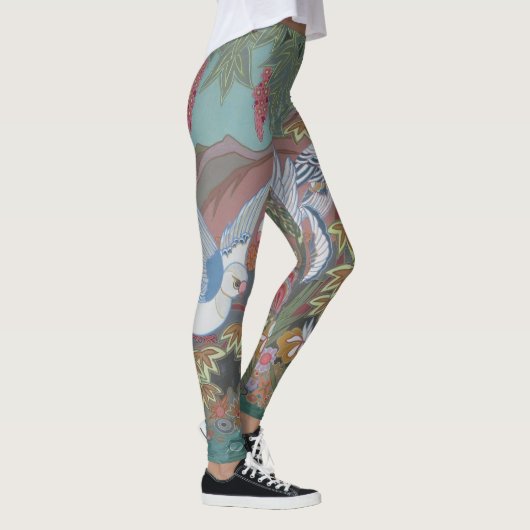 Gestileerde duiven in bloeiende tuin leggings (Rechts)