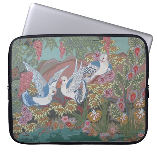 Gestileerde Duiven in Tuin Laptop Sleeve (Voorkant)