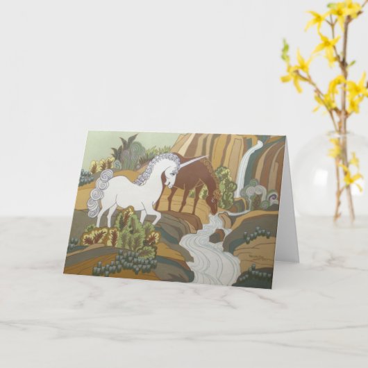 Gestileerde eenhoorn en paard kaart (Gele Bloem)