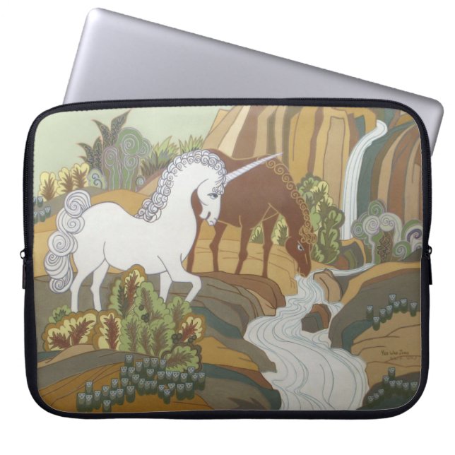 Gestileerde eenhoorn en paard laptop sleeve (Voorkant)