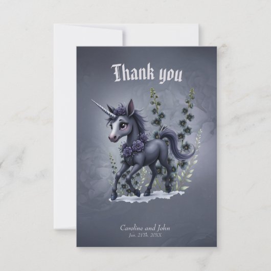Gestileerde eenhoorn in bloemenpracht. bedankkaart (Voorkant)