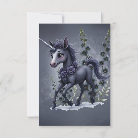 Gestileerde eenhoorn in bloemenpracht. bedankkaart (Achterkant)