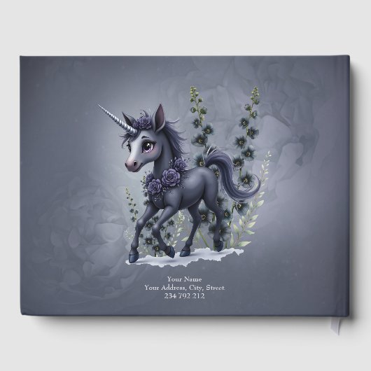 Gestileerde eenhoorn in bloemenpracht. gastenboek (Achterkant)