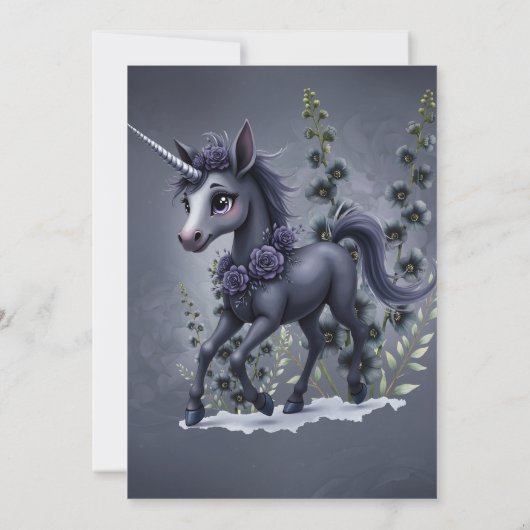 Gestileerde eenhoorn in bloemenpracht. kaart (Achterkant)