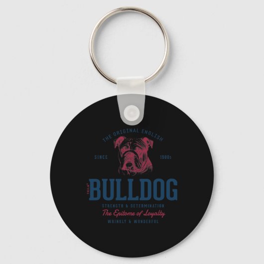 Gestileerde  Engels Bulldog Sleutelhanger (Voorkant)