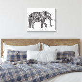 Gestileerde Fantasie Olifant Doodle 6 Canvas Afdruk (Insitu (Slaapkamer))