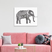 Gestileerde Fantasie Olifant Doodle 6 Canvas Afdruk (Insitu (Woonkamer))