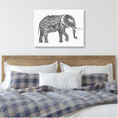Gestileerde Fantasie Olifant Doodle 6 Canvas Afdruk (Insitu (Slaapkamer))
