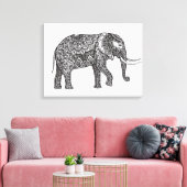 Gestileerde Fantasie Olifant Doodle 6 Canvas Afdruk (Insitu (Woonkamer))
