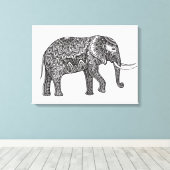 Gestileerde Fantasie Olifant Doodle 6 Canvas Afdruk (Insitu (Houten vloer))