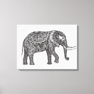 Gestileerde Fantasie Olifant Doodle 6 Canvas Afdruk