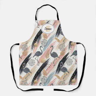 Gestileerde flamingo en penseelstreekpatroon schort
