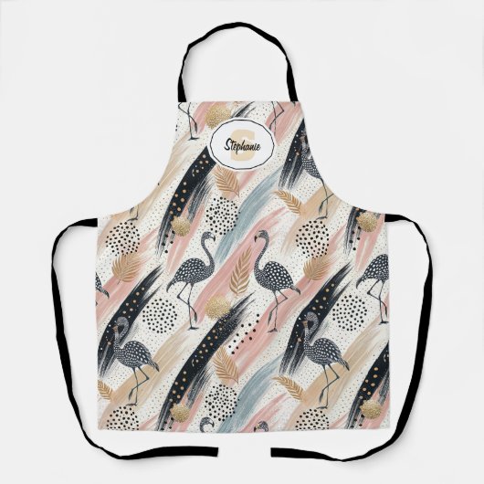 Gestileerde flamingo en penseelstreekpatroon schort (Voorkant)