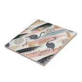 Gestileerde flamingo en penseelstreekpatroon tegeltje (Zijkant)