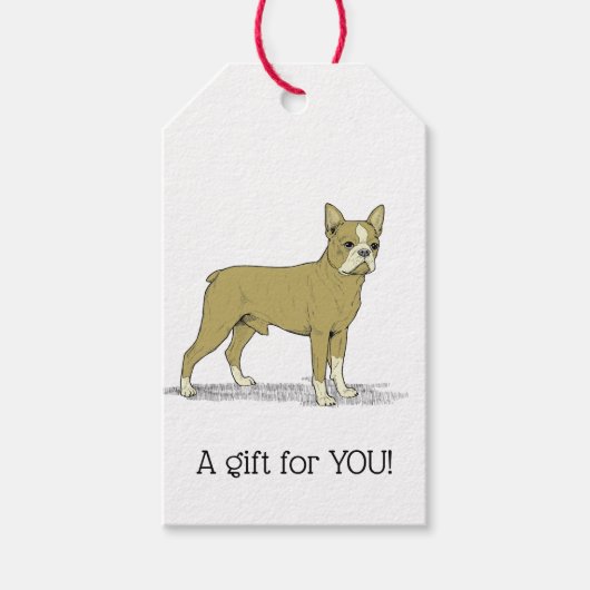  gestileerde Franse Bulldog C Cadeaulabel (Voorkant)