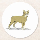  gestileerde Franse Bulldog C Ronde Kartonnen Onderzetter (Voorkant)