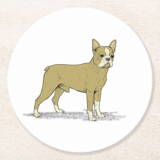  gestileerde Franse Bulldog C Ronde Kartonnen Onderzetter (Voorkant)