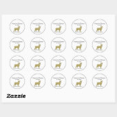  gestileerde Franse Bulldog C Ronde Sticker (Vel)