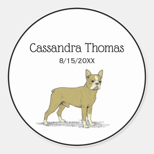  gestileerde Franse Bulldog C Ronde Sticker (Voorkant)