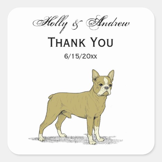  gestileerde Franse Bulldog C Vierkante Sticker (Voorkant)