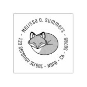 Gestileerde geëtste slaande vos ronde adres 4 rubberstempel (Afrduk)