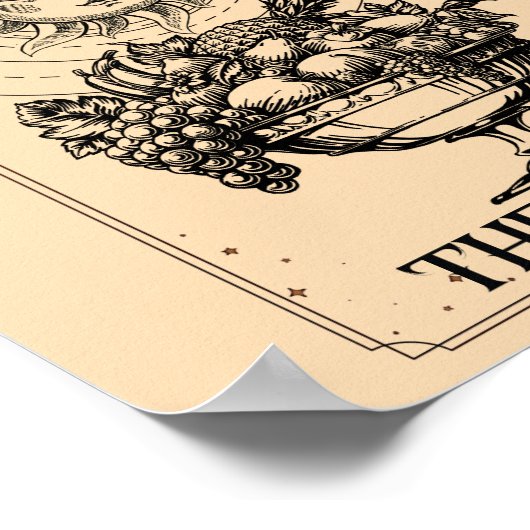 Gestileerde gegraveerde zon overvloedig fruit De V Poster (Hoek)