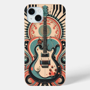 Gestileerde gitaar art deco Apple iPhone 15 Hoesje