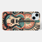 Gestileerde gitaar art deco Apple iPhone 15 Hoesje (Achterkant (horizontaal))