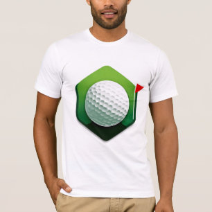 Gestileerde golfbalpictogram met groene achtergron t-shirt