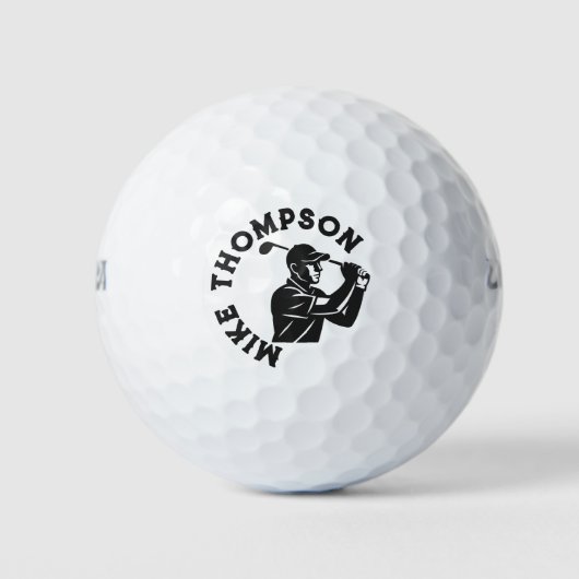 Gestileerde golfspeler met zijn naam golfballen (Voorkant)
