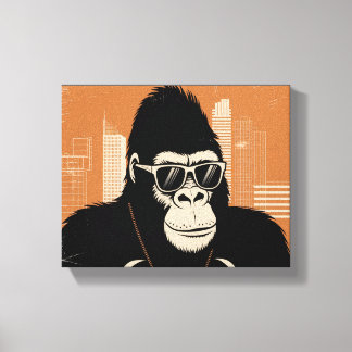 Gestileerde gorilla canvas afdruk