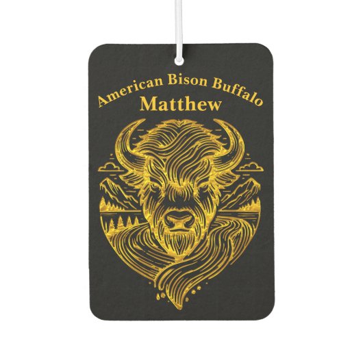 Gestileerde gouden bizon illustratie in Natuur set Luchtverfrisser (Voorkant)