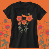 Gestileerde grafische ragged klaprozen sinaasappel t-shirt