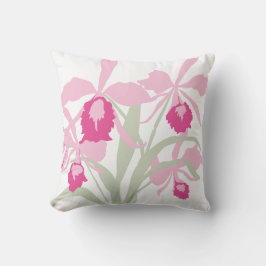 Gestileerde grafische roze groene orchidee kunstku kussen