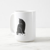 Gestileerde Grijze Kat en Pootafdrukken Shirt met Koffiemok (Voorkant links)